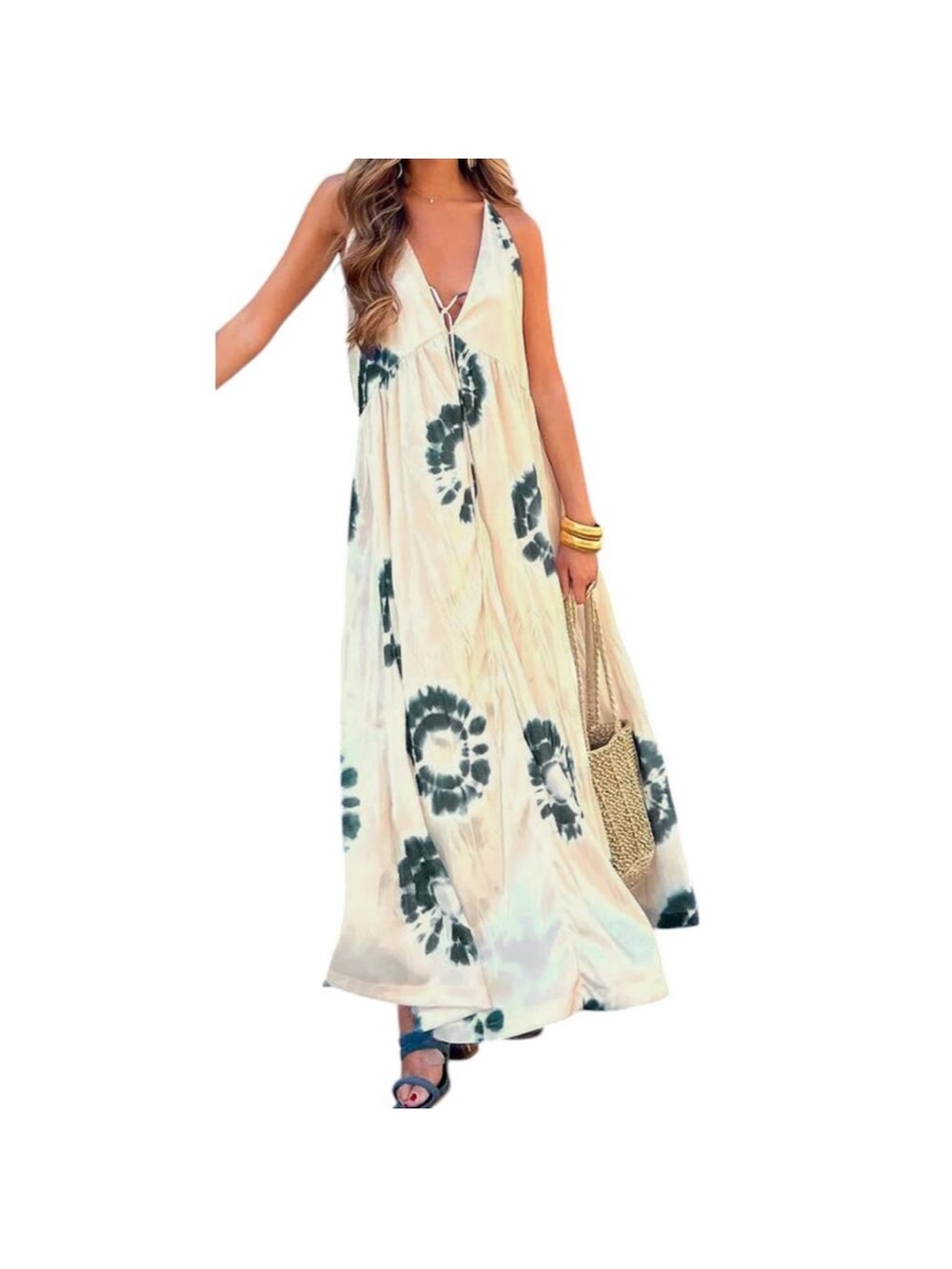 NWT Commense Ink Maxi Dress Tie-Dye Coastal look size S